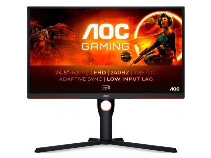 Monitor AOC 25G3ZM/BK 24.5",WLED podsvícení, VA panel, 1ms, 3000: 1, 300cd/m2, 1920 x 1080 Full HD, - černý