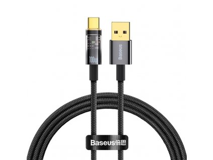 Kabel Baseus Explorer Series USB-A/USB-C s inteligentním vypnutím 100 W, 1m - černý