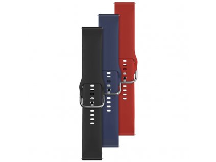 Set řemínků FIXED Silicone Strap s Quick Release 22mm - černý/červený/modrý
