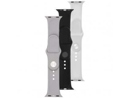Set řemínků FIXED Silicone Strap na Apple Watch 42/44/45/49mm - černý/šedý/bílý