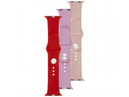 Set řemínků FIXED Silicone Strap na Apple Watch 42/44/45/49mm - červený/růžový/fialový
