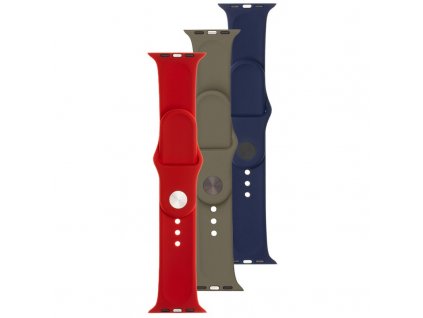 Set řemínků FIXED Silicone Strap na Apple Watch 42/44/45/49mm - červený/modrý/zelený