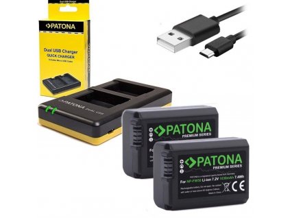 Nabíječka PATONA Dual Quick pro Sony NP-FW50 + 2x baterie 1030mAh USB