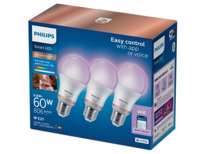 Chytrá žárovka Philips Smart LED 8,8 W, E27, RGB, 3 ks