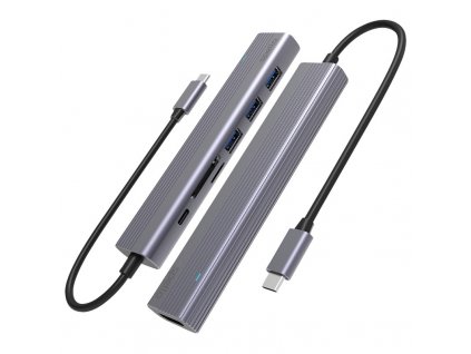 USB Hub Spello by Epico USB-C Slim 7v1 - stříbrný