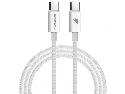Kabel RhinoTech USB-C/USB-C, 1 m, opletený - bílý