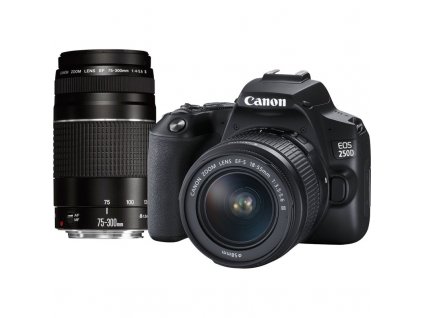 Zrcadlovka Canon EOS 250D + 18-55 DC + 75-300 DC