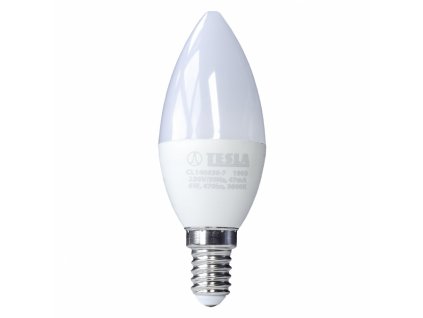 Žárovka LED Tesla svíčka, 6W, E14, teplá bílá