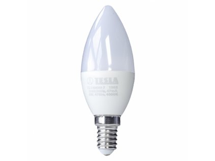 Žárovka LED Tesla svíčka, 6W, E14, studená bílá
