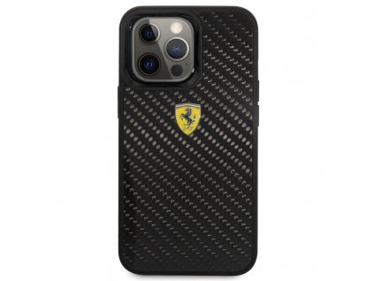 Kryt na mobil Ferrari Real Carbon na Apple iPhone 13 Pro Max - černý