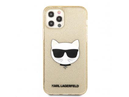 Kryt na mobil Karl Lagerfeld Choupette Head Glitter na Apple iPhone 12 Pro Max - zlatý