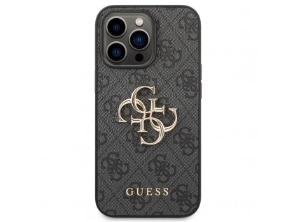 Kryt na mobil Guess 4G Metal Logo na Apple iPhone 14 Pro - šedý