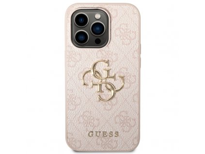 Kryt na mobil Guess 4G Metal Logo na Apple iPhone 14 Pro - růžový