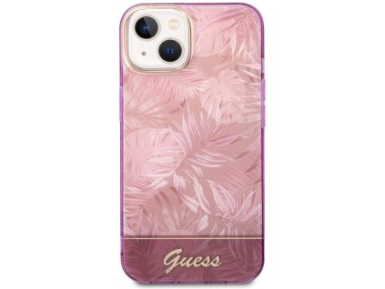 Kryt na mobil Guess Jungle na Apple iPhone 14 - růžový