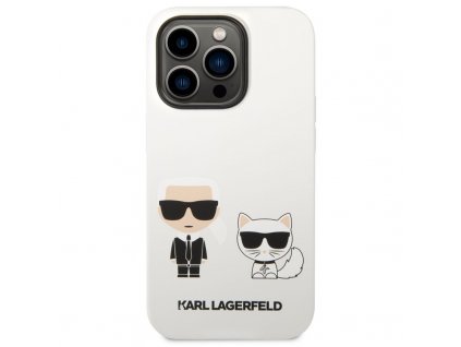 Kryt na mobil Karl Lagerfeld and Choupette Liquid Silicone na Apple iPhone 14 Pro Max - bílý