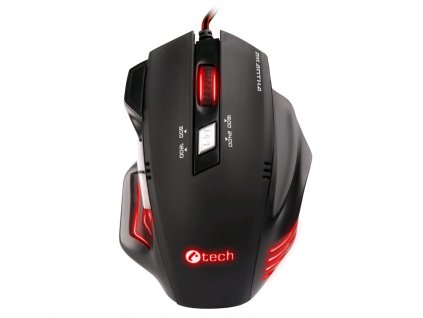 Myš C-Tech Akantha optická/6 tlačítek/2400DPI - černá/červená