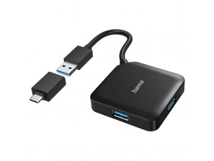 USB Hub Hama USB,USB-C/4x USB 3.2 Gen 1 - černý