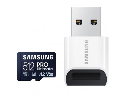 Paměťová karta Samsung Micro SDXC PRO Ultimate 512GB UHS-I U3 (200R/130W) + USB adaptér