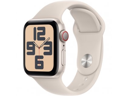 Chytré hodinky Apple Watch SE 2023 GPS + Cellular 40mm pouzdro z hvezdně bílého hliníku - hvězdně bílý sportovní řemínek - M/L