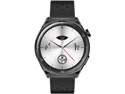 Chytré hodinky Garett V12 - černé s černým koženým řemínkem