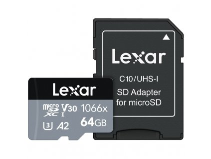 Paměťová karta Lexar 1066x microSDXC 64GB UHS-I, (160R/70W) C10 A2 V30 U3 + adaptér