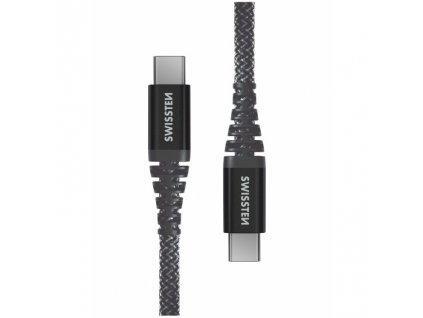 Kabel Swissten Kevlar USB-C/USB-C, 1,5 m - antracitový