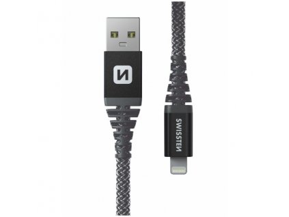 Kabel Swissten Kevlar USB/Lightning, 1,5 m - antracitový