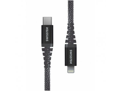 Kabel Swissten Kevlar USB-C/Lightning, 1,5 m - antracitový