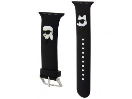 Řemínek Karl Lagerfeld Karl and Choupette na Apple Watch 42/44/45mm - černý