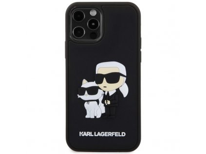 Kryt na mobil Karl Lagerfeld 3D Rubber Karl and Choupette na Apple iPhone 12/12 Pro - černý