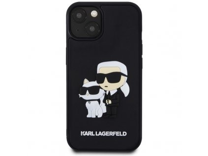 Kryt na mobil Karl Lagerfeld 3D Rubber Karl and Choupette na Apple iPhone 13 - černý
