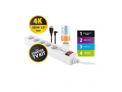 Přepěťová ochrana GoGEN TV STARTER KIT 3, HDMI 2.0 - bílá