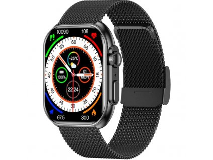 Chytré hodinky ARMODD Squarz 12 Ultimate - černé s kovovým řemínkem + silikonový řemínek