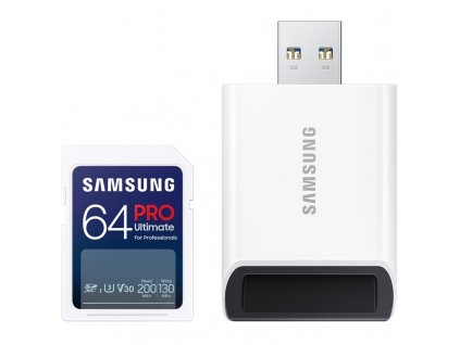 Paměťová karta Samsung SDXC PRO Ultimate 64GB (200R/130W) + USB adaptér