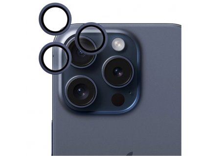 Tvrzené sklo Epico Aluminium Lens Protector na Apple iPhone 15 Pro/15 Pro Max - modré