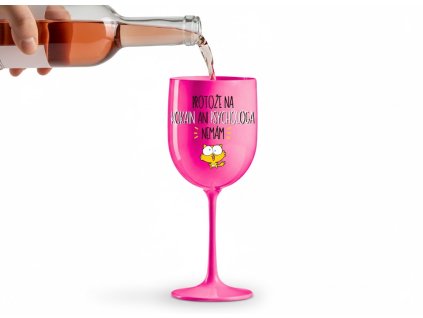 Plastová sklenička na víno s vtipným nápisem Protože na k*kain ani psychologa nemám