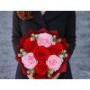 Střední kytice ze stuh – 7 růží červená a růžová, dárek od srdce