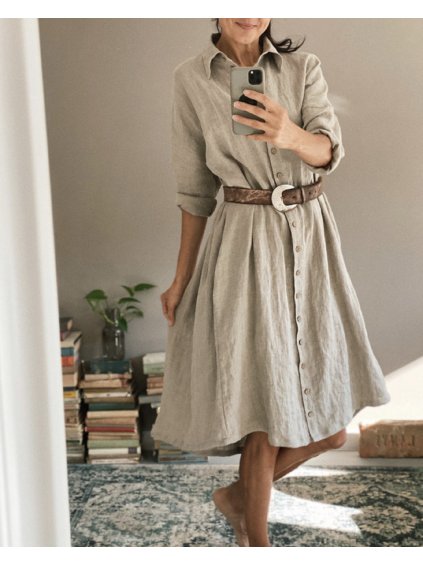 Lněné košilové šaty „SCARLETT“ různé barvy