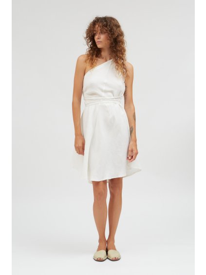 Dress mp short linen viscose white u 1