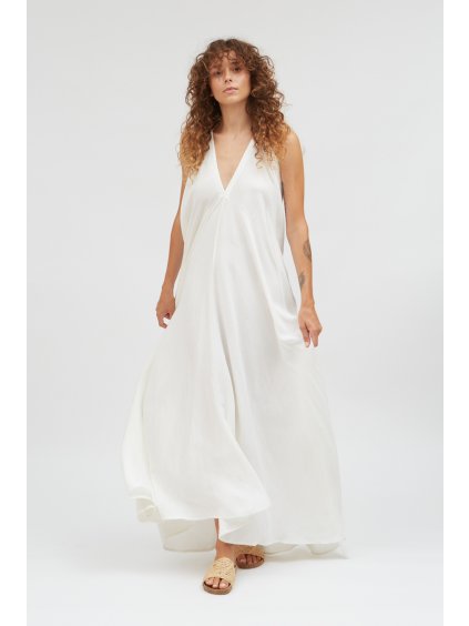 Dress mp long linen viscose white u 1