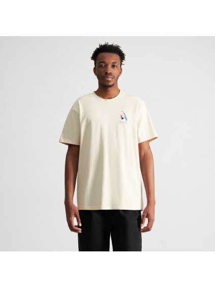 Pánské krémové tričko s minimalistickým potiskem  „T-shirt Stockholm Wish Chest Oat White“