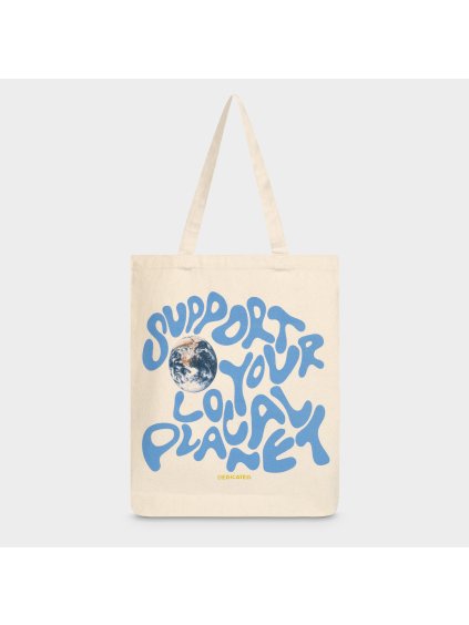 Plátěná taška s potiskem „Tote Bag Torekov Support Globe Off White“