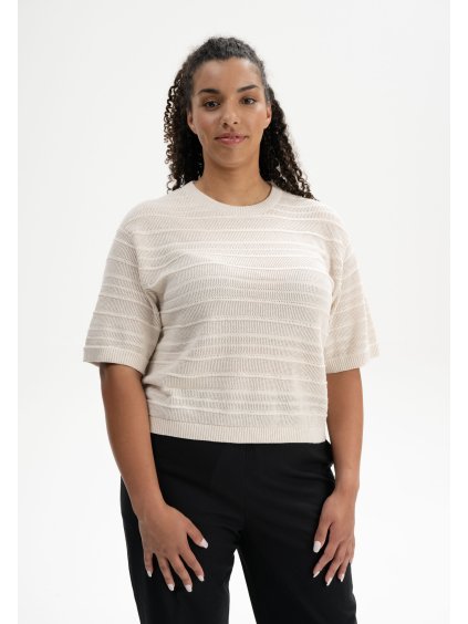 Arohi Structured Knit T Shirt cream blend 01