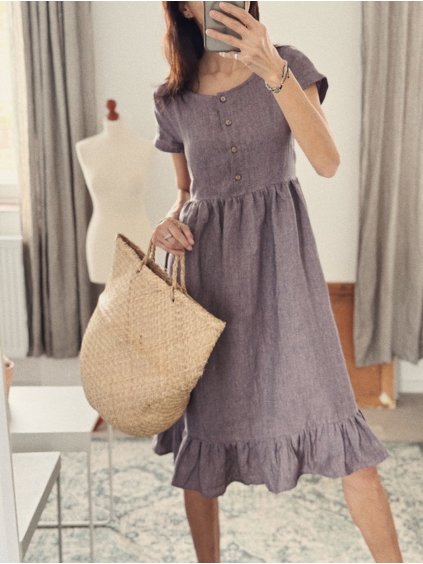 Dámské lněné šaty "Lucy short sleeve" - různé barvy