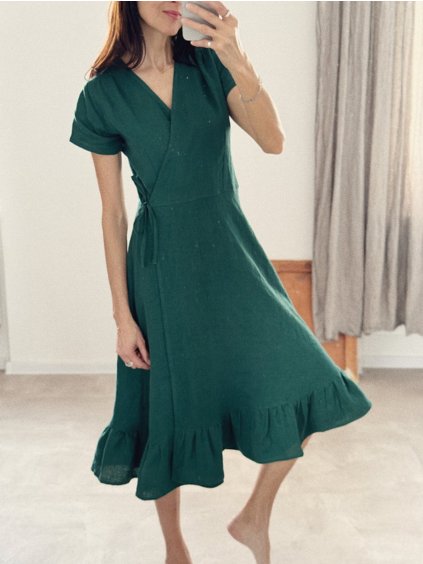 Dámské lněné zavinovací šaty "Evelyn" - různé barvy