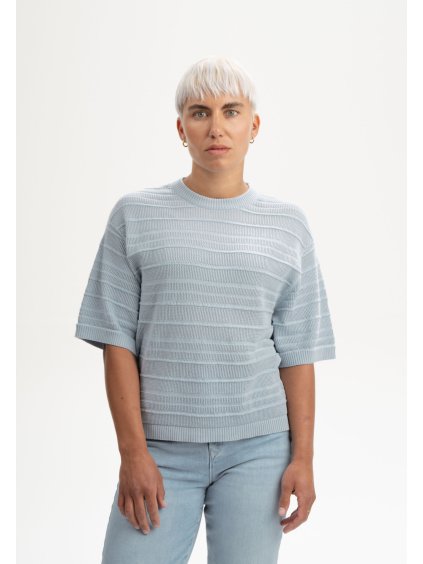 Arohi structured knit t shirt cloudy blue 01