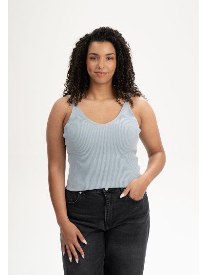 Rhada v neck knit top cloudy blue 01