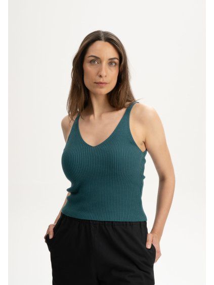 Rhada v neck knit top deep sea 01