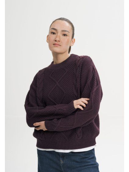 Samaira cable knit jumper elderberry blend 01