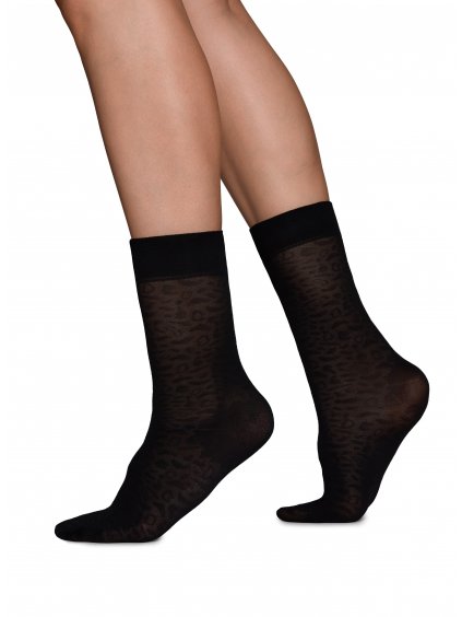 Emma Leopard Socks Black
